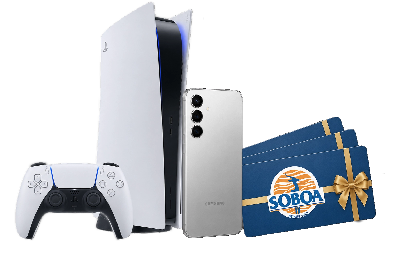 Lots à gagner : Samsung Galaxy S25, PlayStation 5 et bons d'achat SOBOA